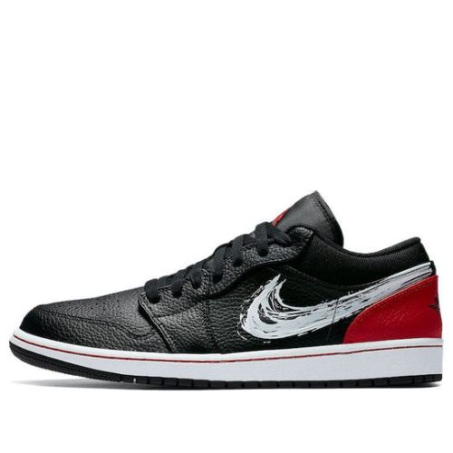 Air Jordan 1 Low ??Brushstroke Swoosh ?C Black Red?? DA4659-001