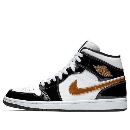 Air Jordan 1 Mid Patent ??Black Gold?? 852542-007