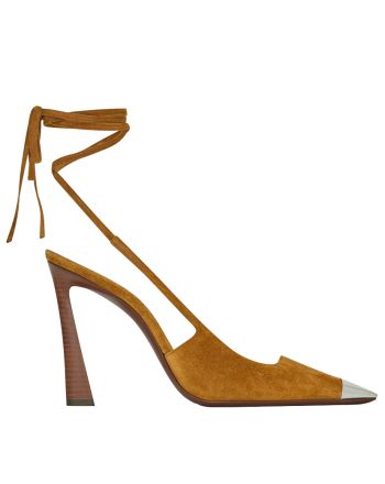 Saint Laurent Women's Blade Slingback Pumps In Suede Coffee