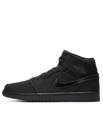 Air Jordan 1 Mid ??Triple Black Suede?? 554724-056